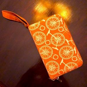 Handmade Orange Bicycle Clutch / Wallet / Wristlet